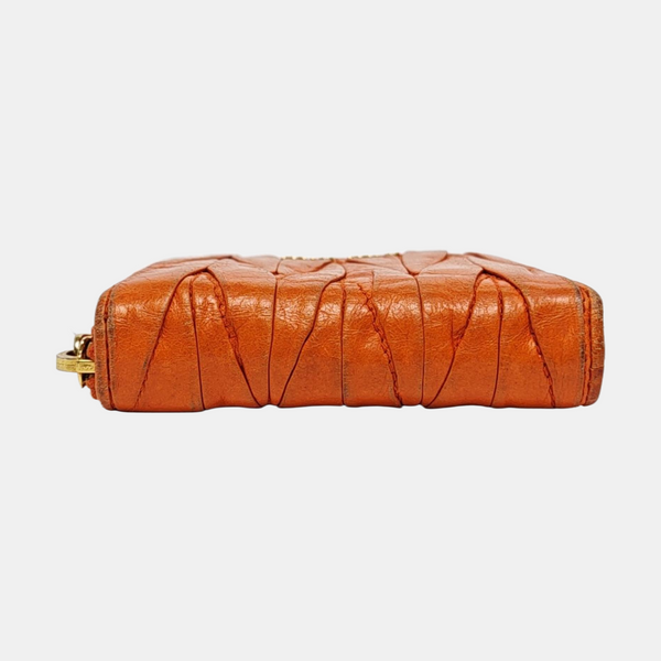 Matelassé Quilted Lambskin Orange Card Holder