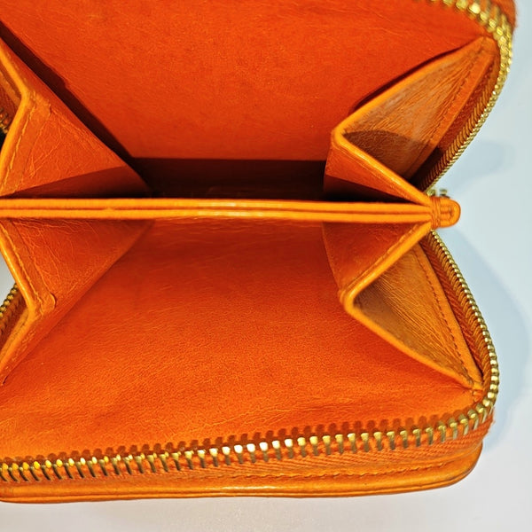Matelassé Quilted Lambskin Orange Card Holder