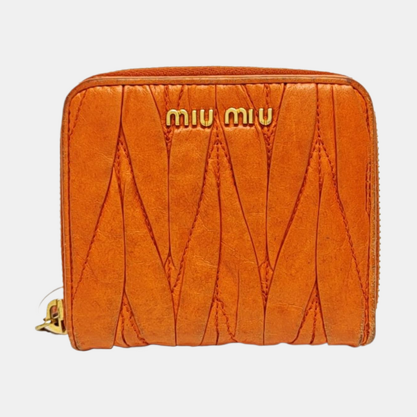 Matelassé Quilted Lambskin Orange Card Holder