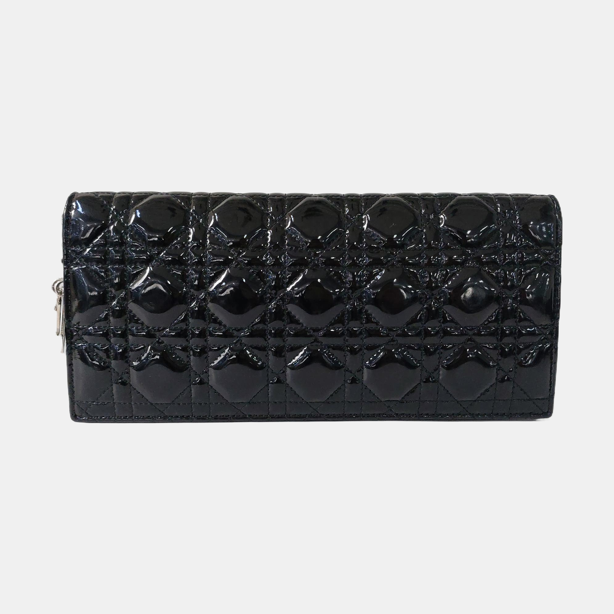 Authenticated pre-owned  Dior Lady Dior Cannage Patent Leather Black - Shoulder Bag at Looply