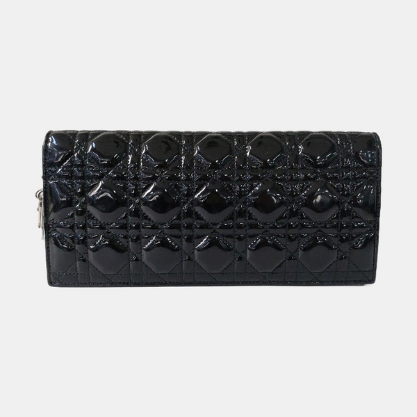 Authenticated pre-owned  Dior Lady Dior Cannage Patent Leather Black - Shoulder Bag at Looply