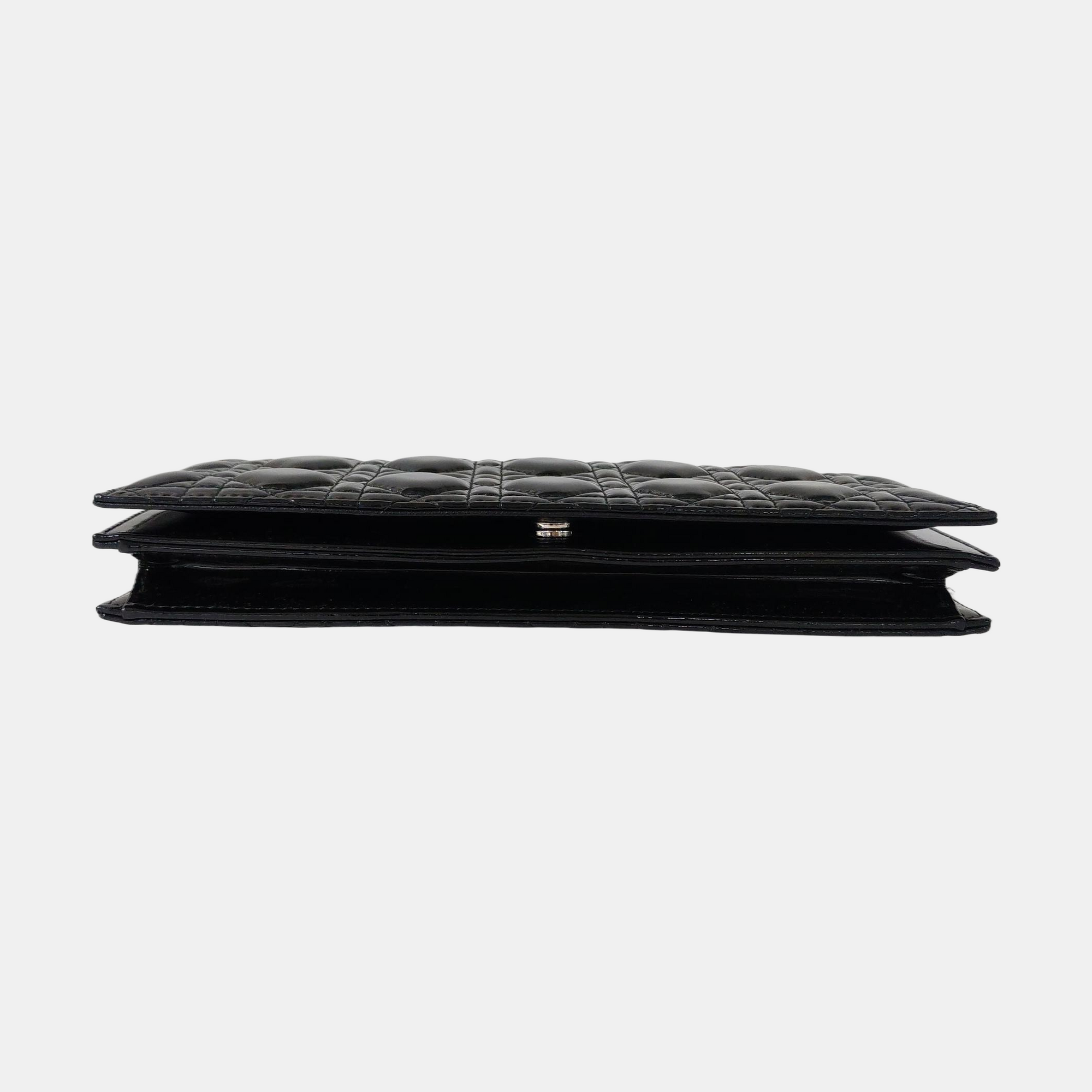 Authenticated pre-owned  Dior Lady Dior Cannage Patent Leather Black - Shoulder Bag at Looply
