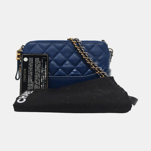Authenticated pre-owned  Gabrielle Mini Quilted Lambskin Blue - Shoulder Bag at Looply