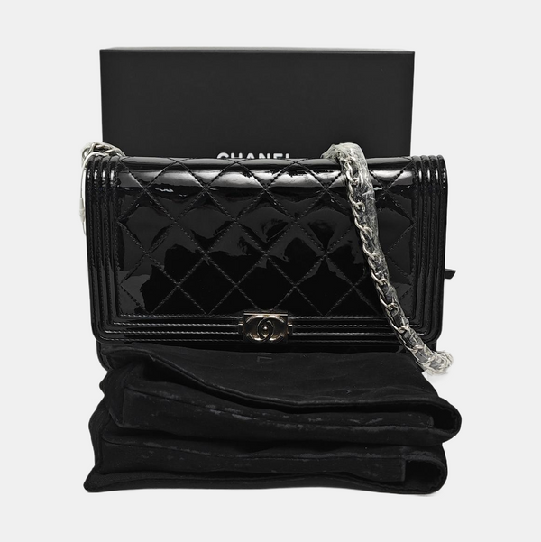 Authenticated pre-owned  Boy Chanel WOC Quilted Patent Leather Black - Shoulder Bag at Looply