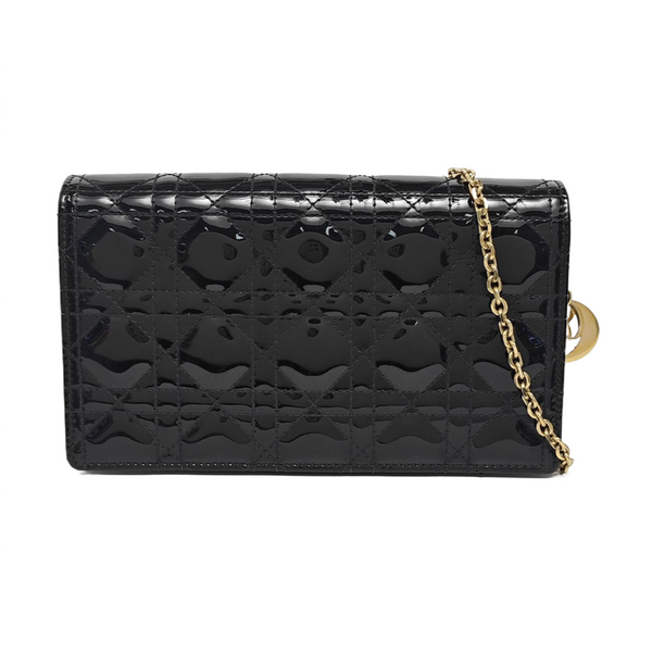 Authenticated pre-owned  Lady Dior Cannage Patent Leather Black - Shoulder Bag at Looply