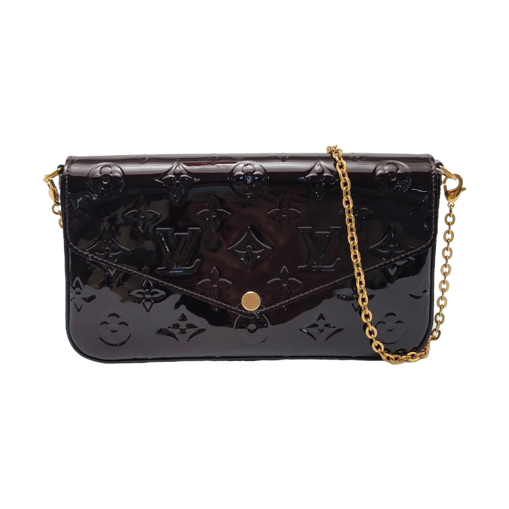 Authenticated pre-owned  Félicie Monogram Patent Leather Burgundy - Shoulder Bag at Looply