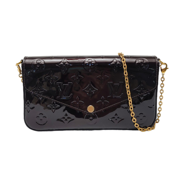 Authenticated pre-owned  Félicie Monogram Patent Leather Burgundy - Shoulder Bag at Looply