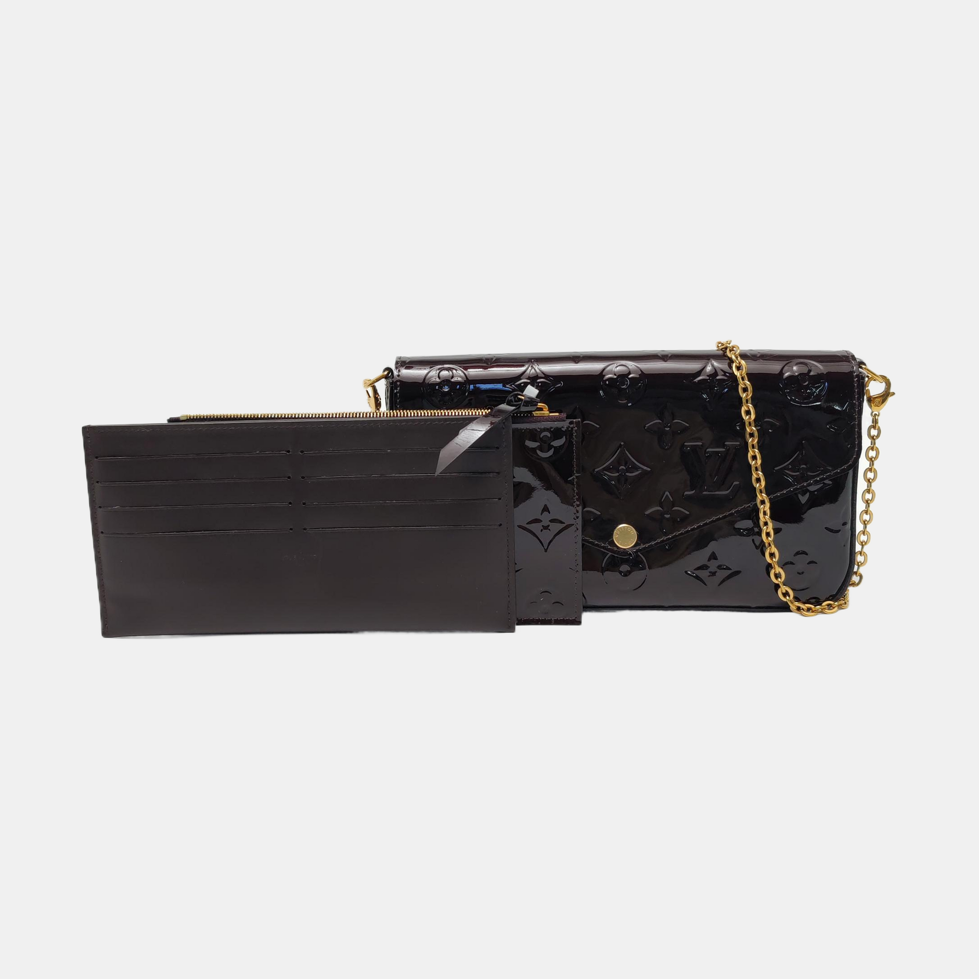 Authenticated pre-owned  Félicie Monogram Patent Leather Burgundy - Shoulder Bag at Looply