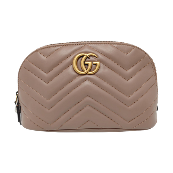 Authenticated pre-owned  GG Marmont Quilted Calfskin Beige - Clutch at Looply