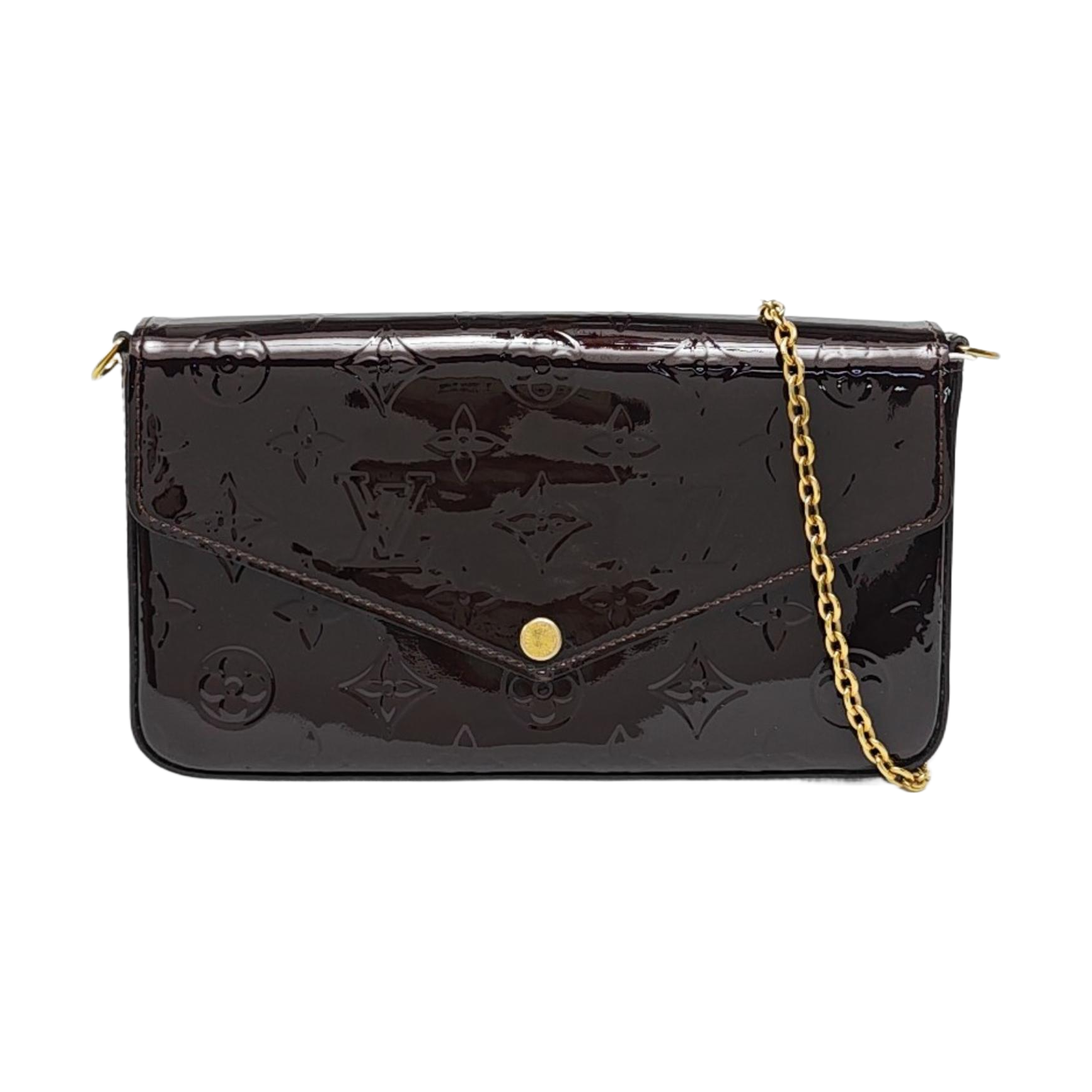 Authenticated pre-owned  Félicie Monogram Patent Leather Burgundy - Shoulder Bag at Looply
