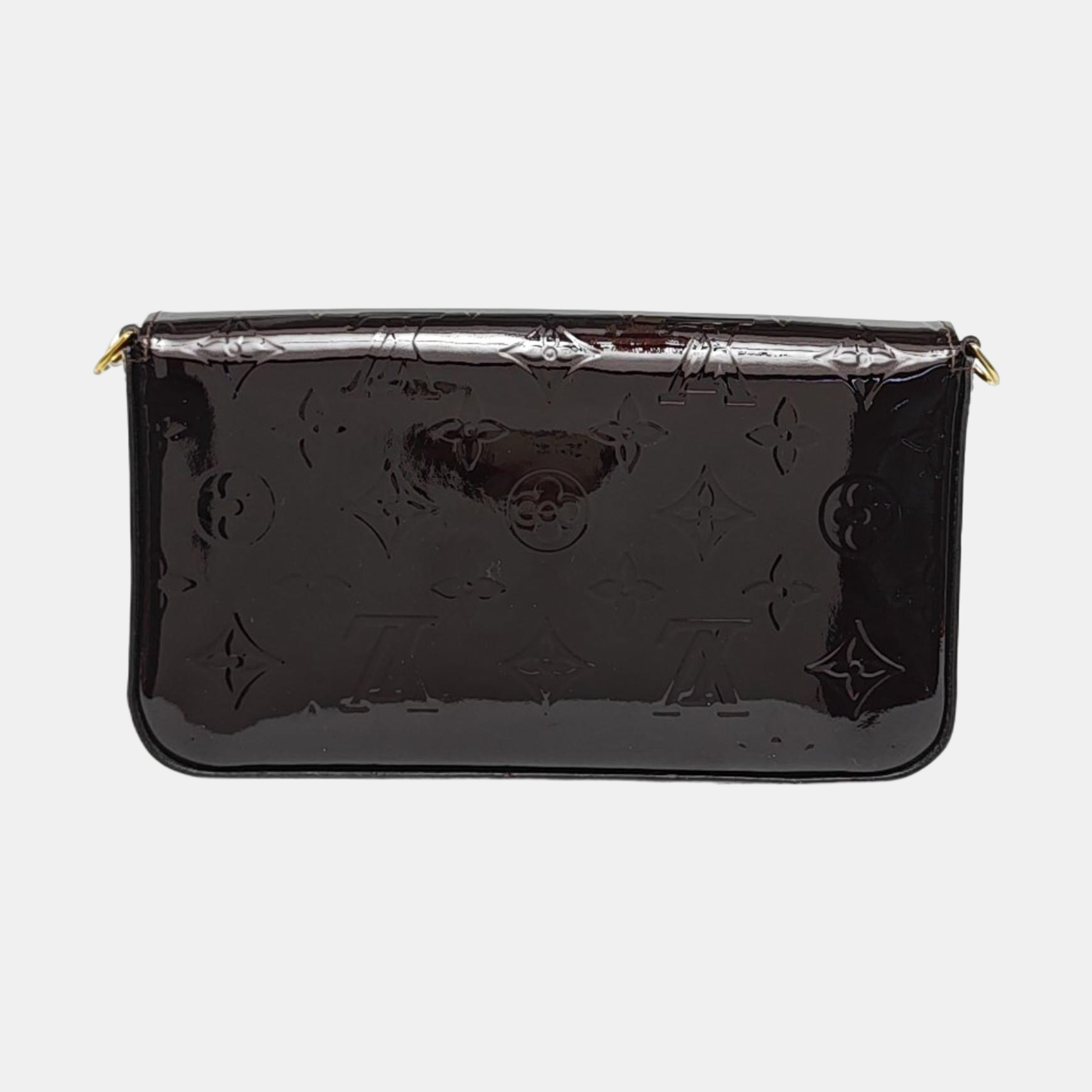 Authenticated pre-owned  Félicie Monogram Patent Leather Burgundy - Shoulder Bag at Looply