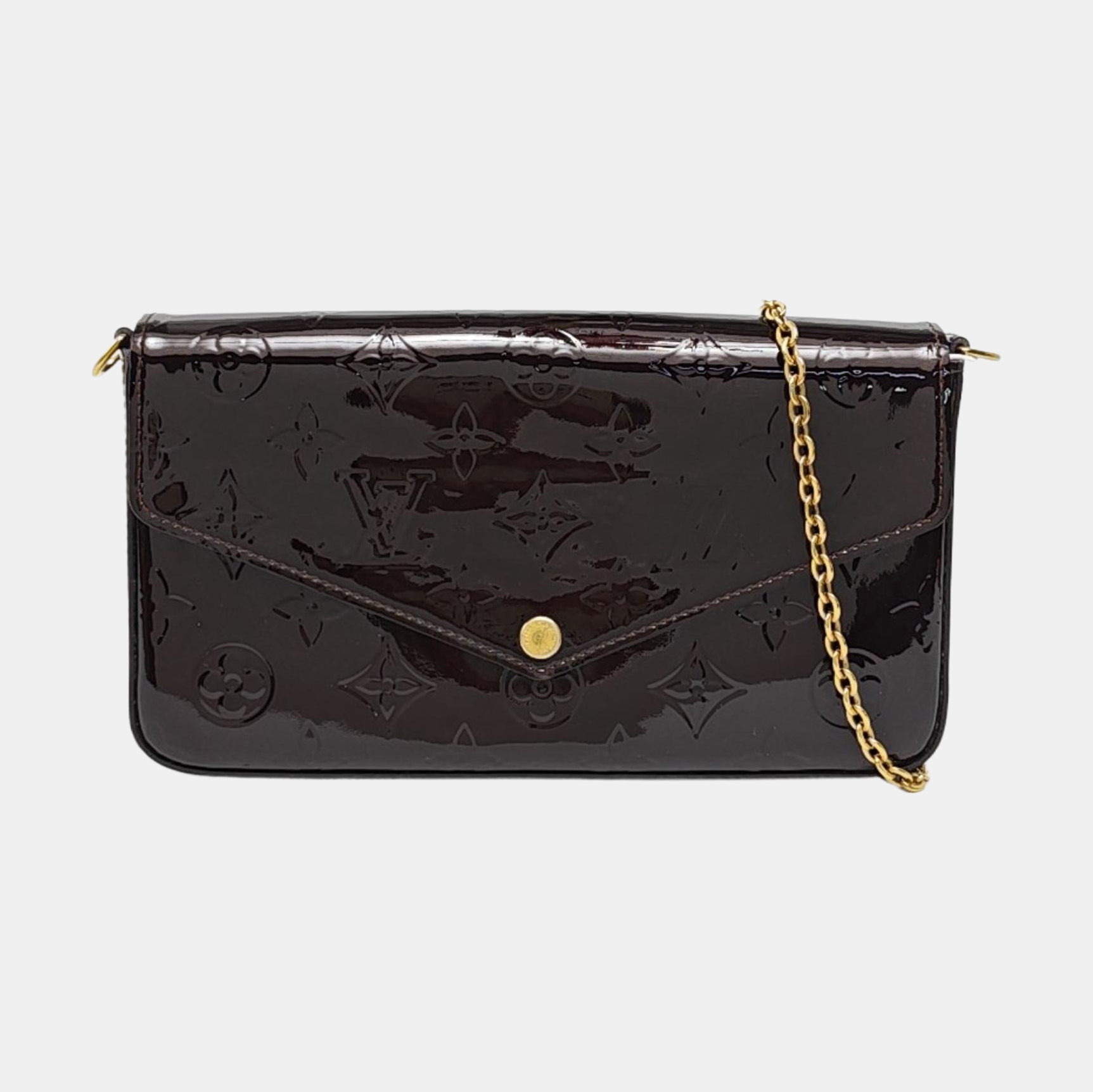 Authenticated pre-owned  Félicie Monogram Patent Leather Burgundy - Shoulder Bag at Looply