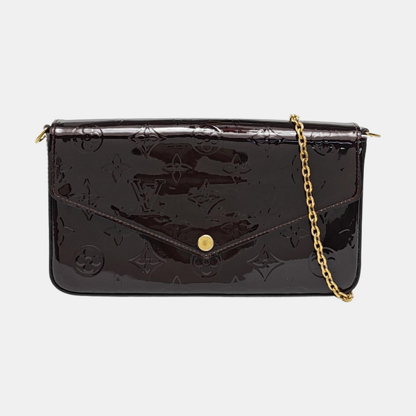 Authenticated pre-owned  Félicie Monogram Patent Leather Burgundy - Shoulder Bag at Looply