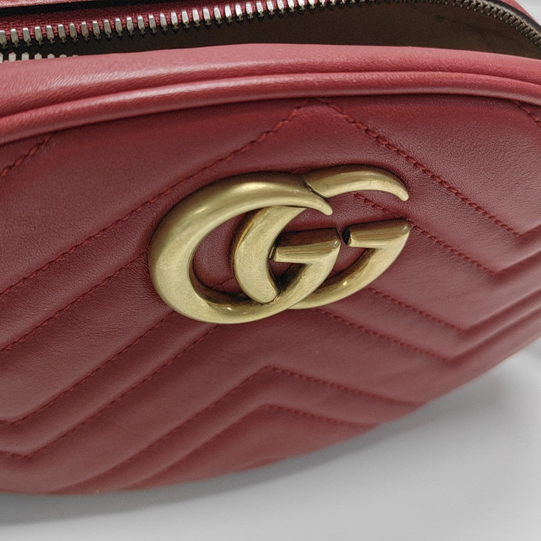 Authenticated pre-owned  GG Marmont Quilted Calfskin Red - Belt Bag at Looply