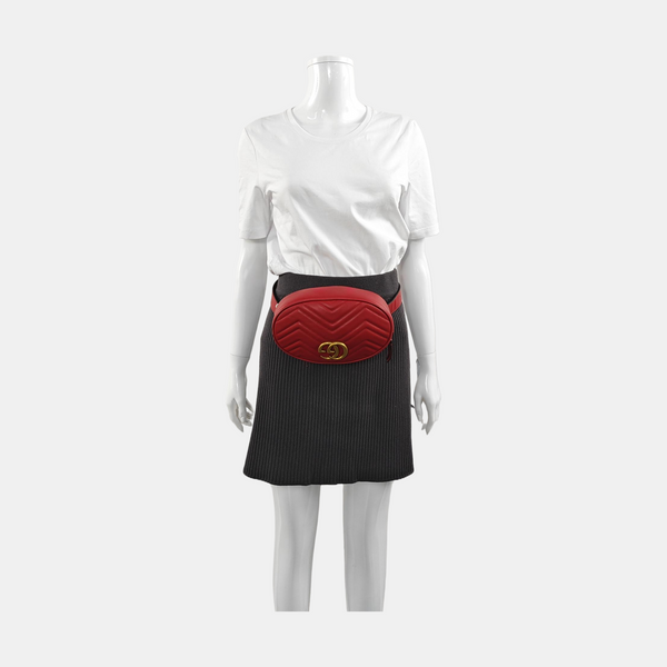 Authenticated pre-owned  GG Marmont Quilted Calfskin Red - Belt Bag at Looply