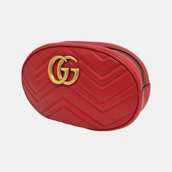 Authenticated pre-owned  GG Marmont Quilted Calfskin Red - Belt Bag at Looply