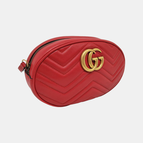 Authenticated pre-owned  GG Marmont Quilted Calfskin Red - Belt Bag at Looply