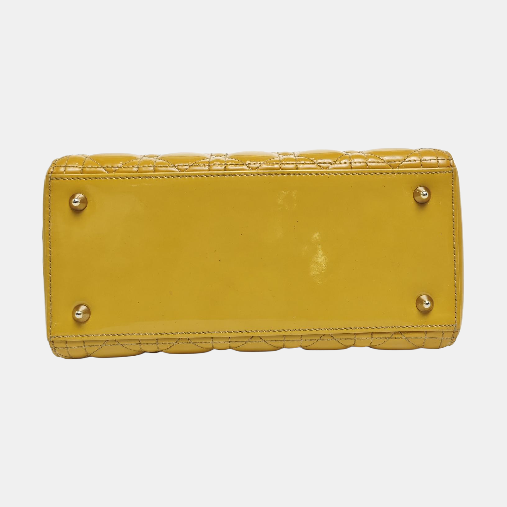 Authenticated pre-owned  Lady Dior Cannage Patent Leather Yellow - Shoulder Bag at Looply