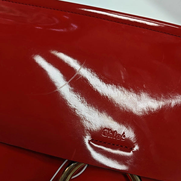 Authenticated pre-owned  Faye Medium Patent Leather Red - Top Handle Bag at Looply