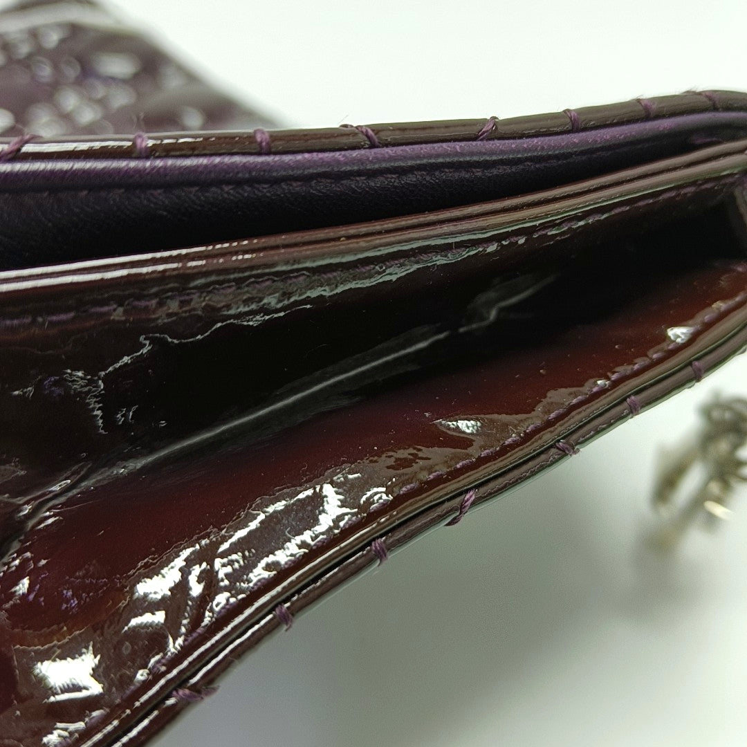 Authenticated pre-owned  Lady Dior Cannage Patent Leather Purple - Shoulder Bag at Looply