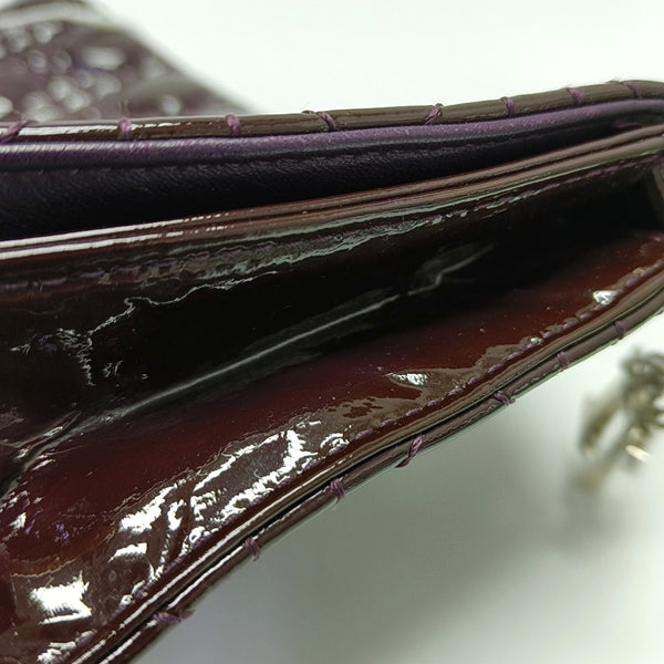 Authenticated pre-owned  Lady Dior Cannage Patent Leather Purple - Shoulder Bag at Looply