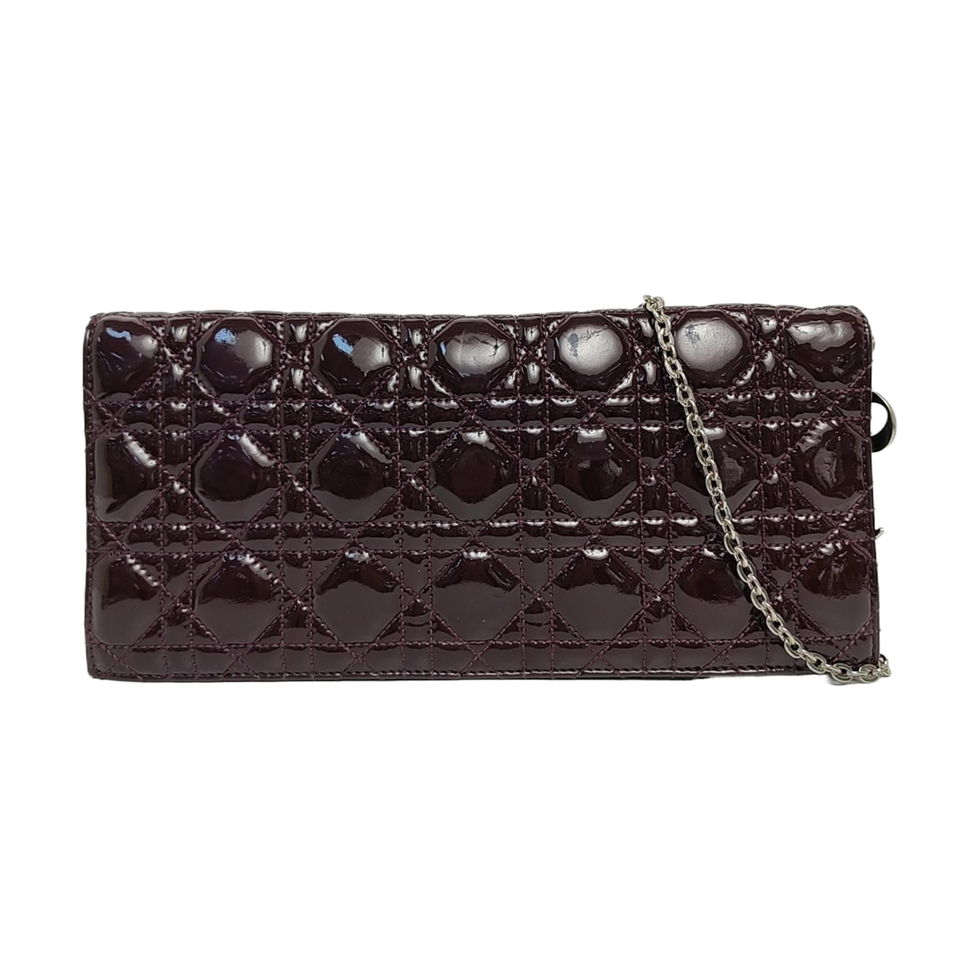 Authenticated pre-owned  Lady Dior Cannage Patent Leather Purple - Shoulder Bag at Looply