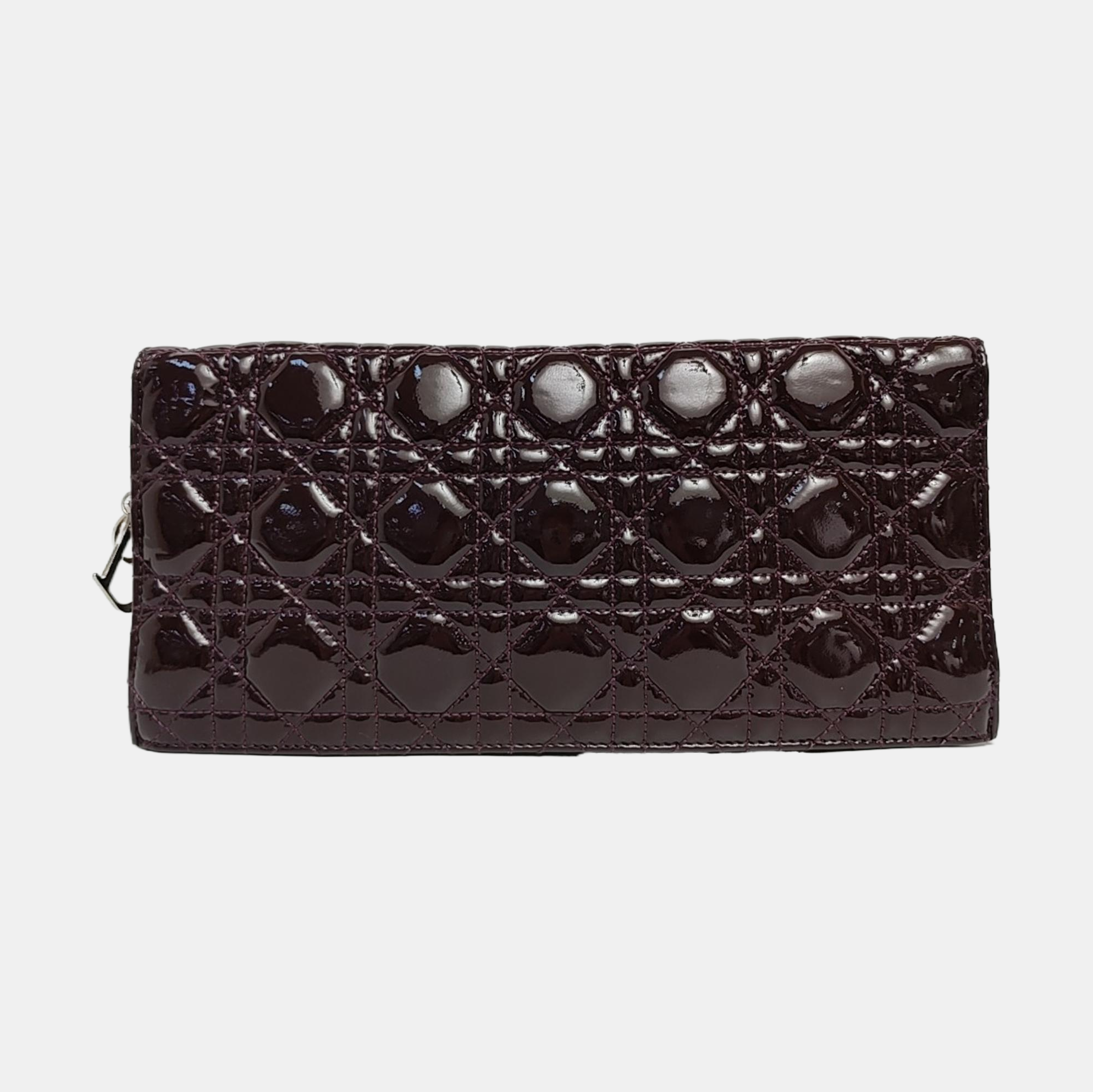 Authenticated pre-owned  Lady Dior Cannage Patent Leather Purple - Shoulder Bag at Looply