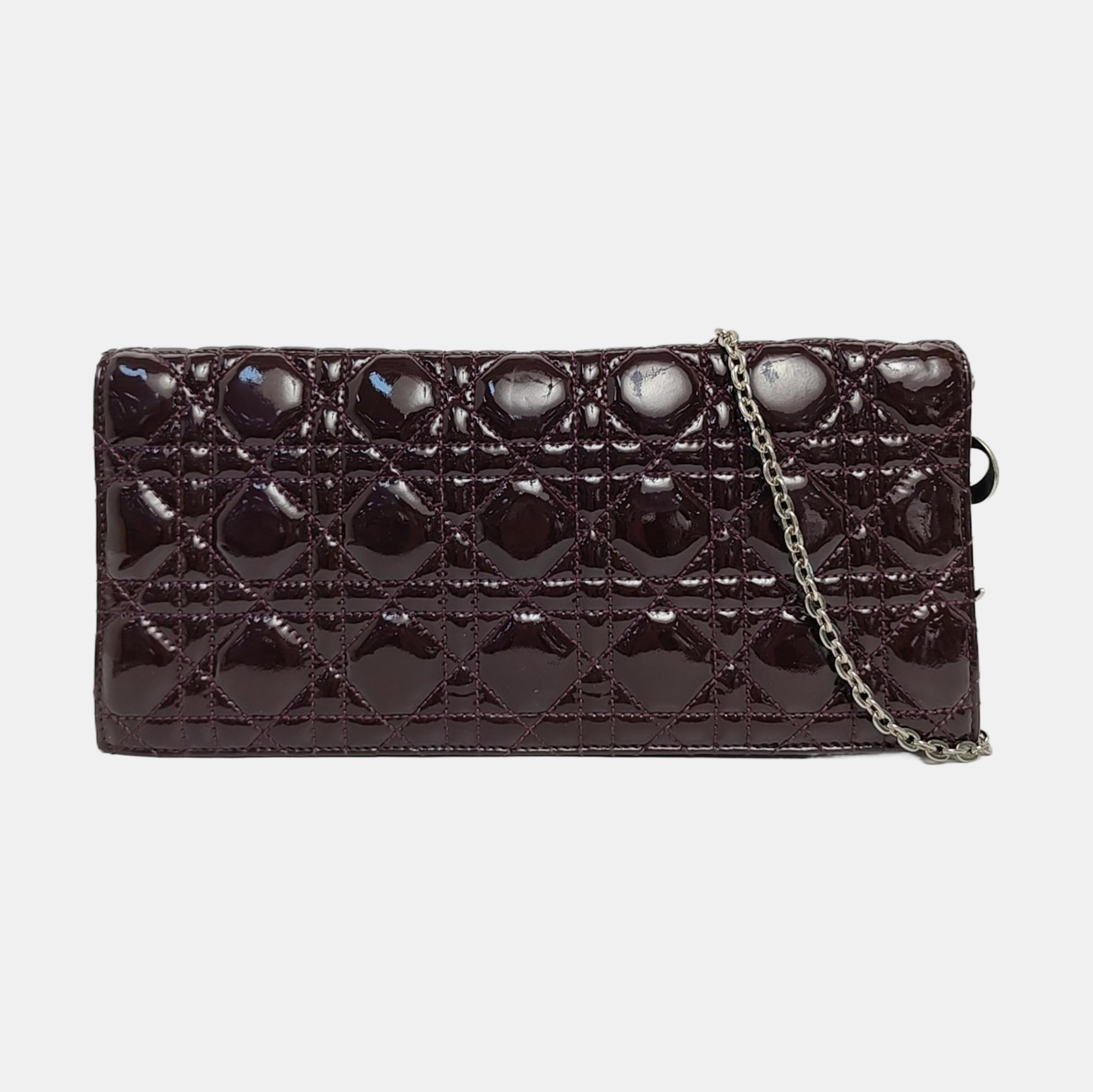 Authenticated pre-owned  Lady Dior Cannage Patent Leather Purple - Shoulder Bag at Looply