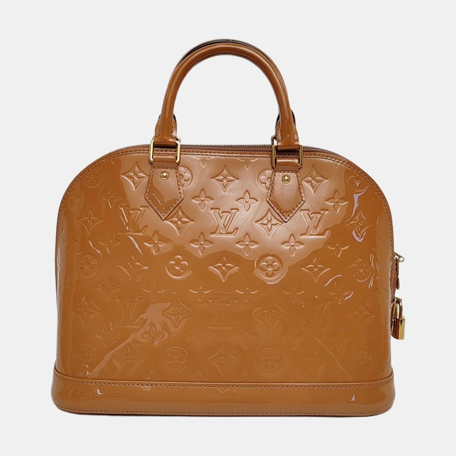 Authenticated pre-owned  Alma PM Patent Leather Beige - Top Handle Bag at Looply