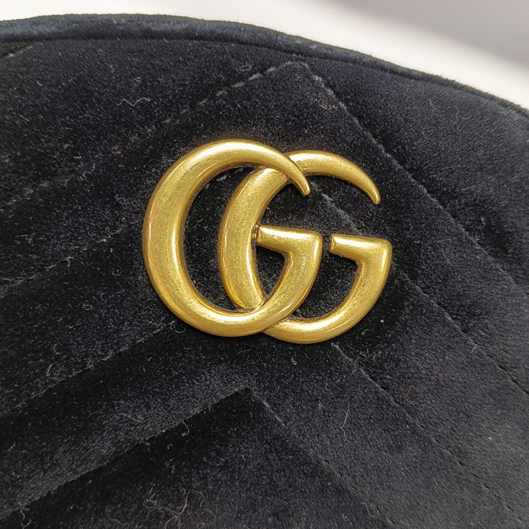 Authenticated pre-owned  GG Marmont Quilted Velvet Black - Belt Bag at Looply