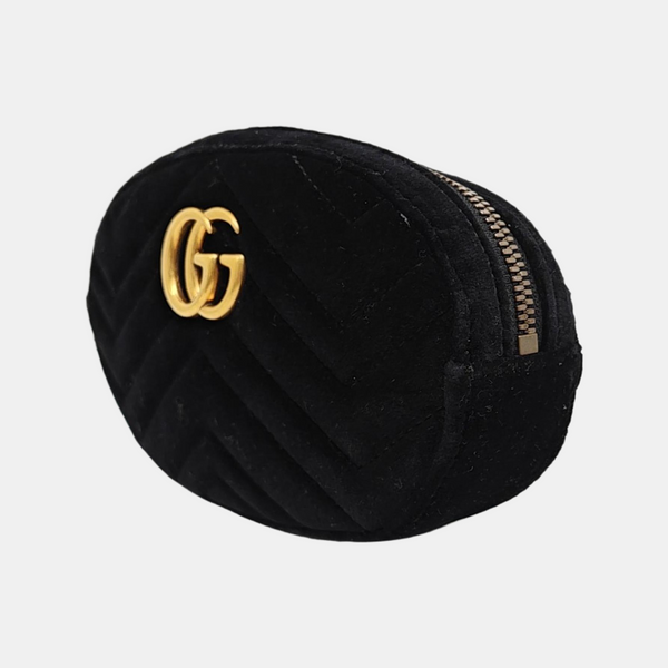 Authenticated pre-owned  GG Marmont Quilted Velvet Black - Belt Bag at Looply