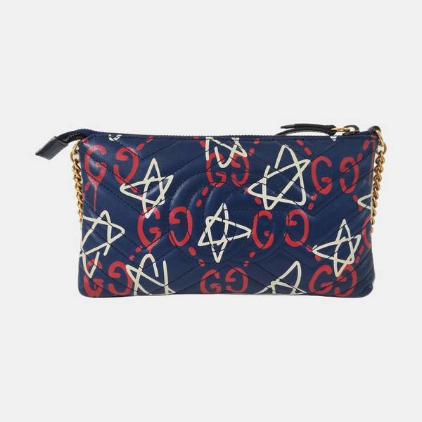 Authenticated pre-owned  GG Marmont Calfskin Blue - Shoulder Bag at Looply