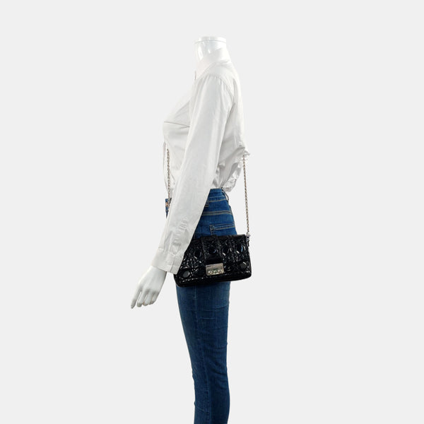 Authenticated pre-owned  Miss Dior Cannage Patent Leather Black - Shoulder Bag at Looply