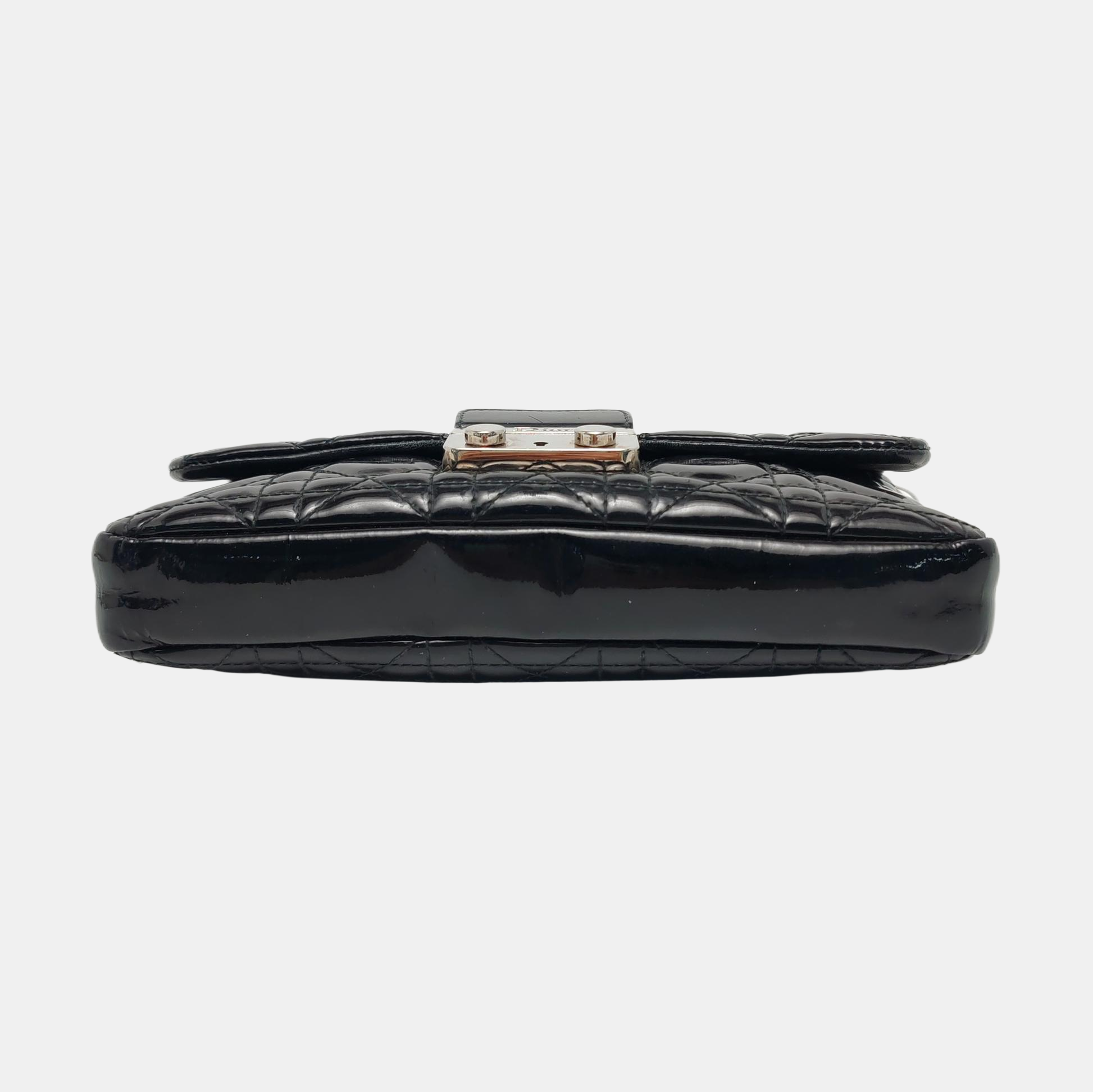 Authenticated pre-owned  Miss Dior Cannage Patent Leather Black - Shoulder Bag at Looply