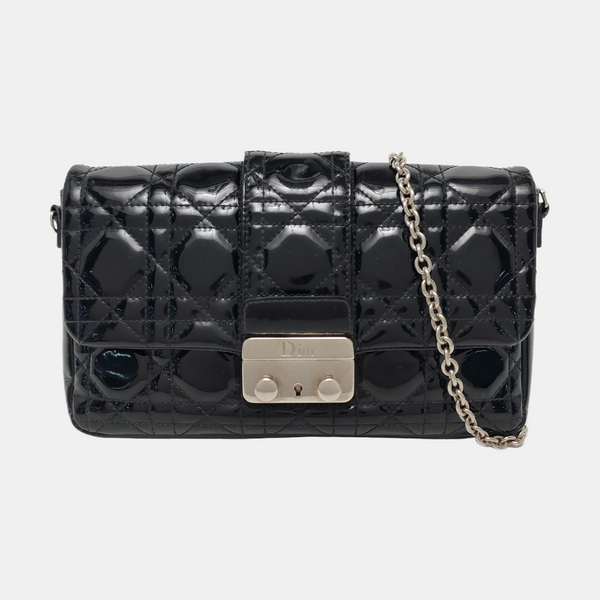 Authenticated pre-owned  Miss Dior Cannage Patent Leather Black - Shoulder Bag at Looply