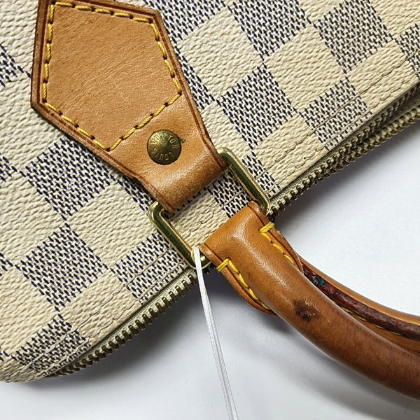 Authenticated pre-owned  Speedy 30 Damier Azur Coated Canvas White - Top Handle Bag at Looply
