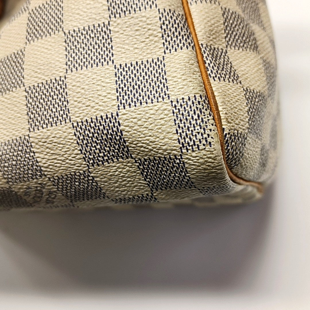 Authenticated pre-owned  Speedy 30 Damier Azur Coated Canvas White - Top Handle Bag at Looply