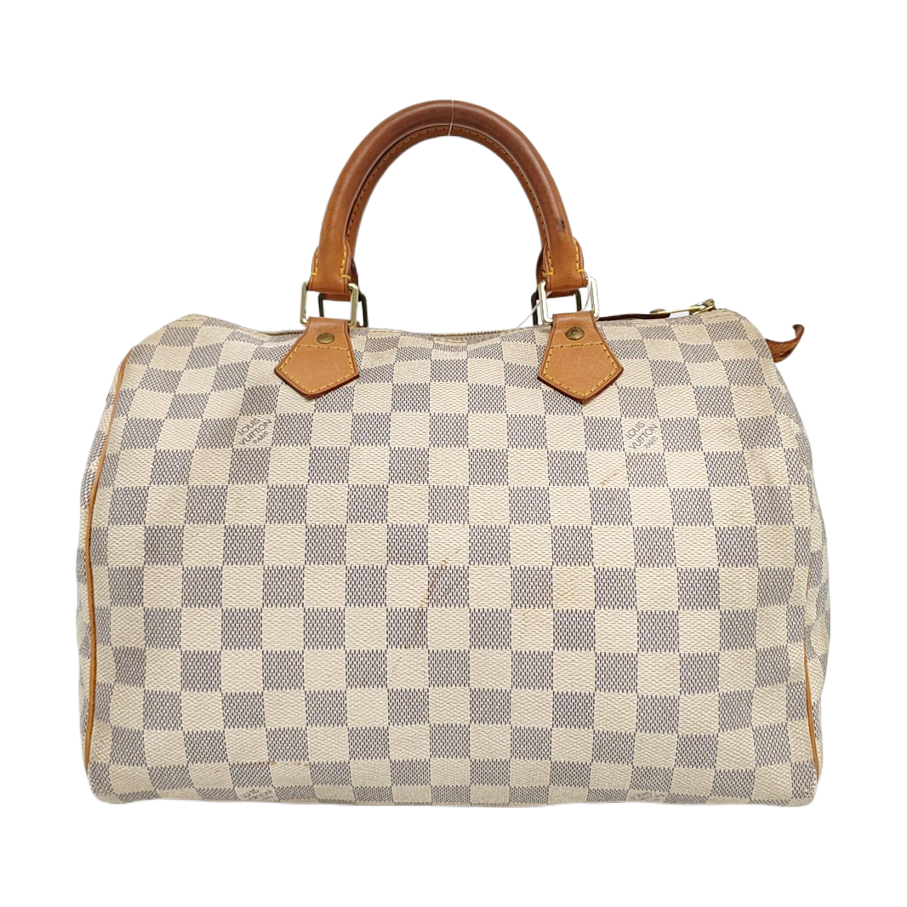 Authenticated pre-owned  Speedy 30 Damier Azur Coated Canvas White - Top Handle Bag at Looply