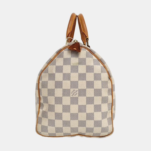 Authenticated pre-owned  Speedy 30 Damier Azur Coated Canvas White - Top Handle Bag at Looply