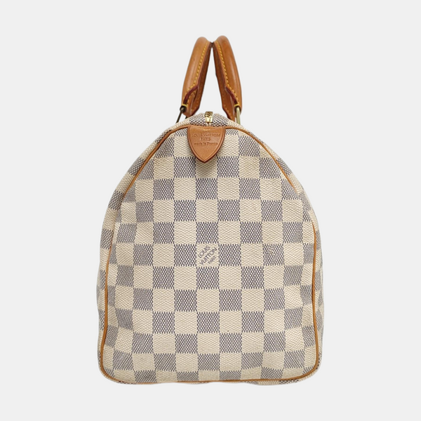 Authenticated pre-owned  Speedy 30 Damier Azur Coated Canvas White - Top Handle Bag at Looply