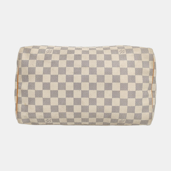 Authenticated pre-owned  Speedy 30 Damier Azur Coated Canvas White - Top Handle Bag at Looply