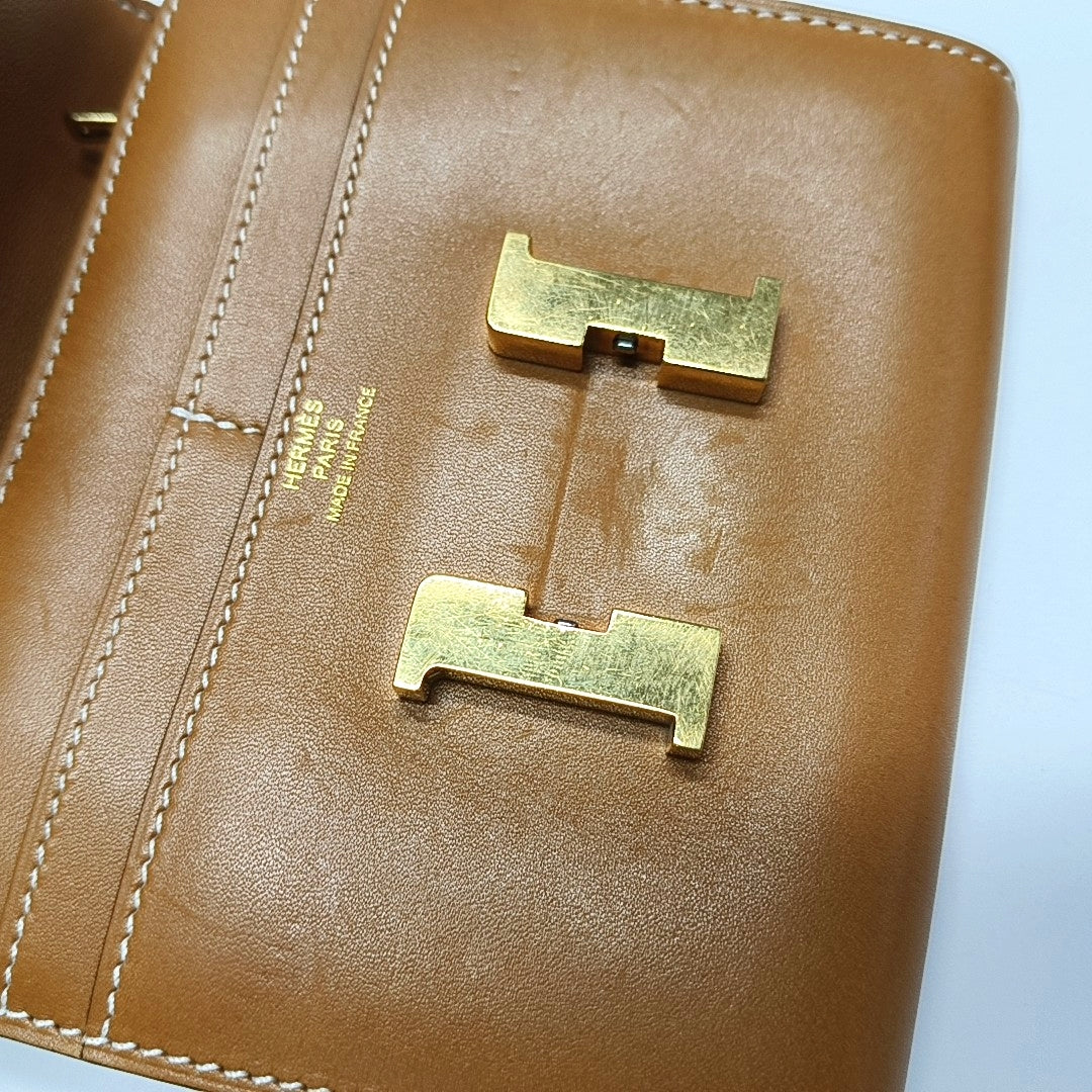 Authenticated pre-owned  Constance Box Calf Brown Wallet - Wallet at Looply