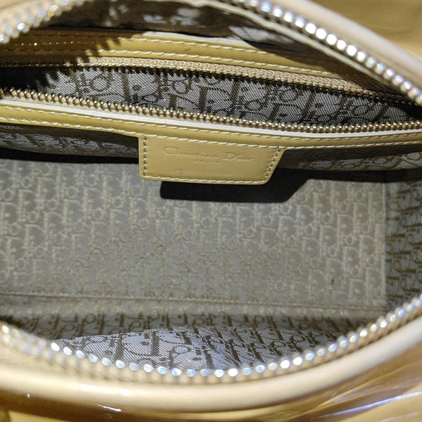 Authenticated pre-owned  Lady Dior Medium Patent Leather Yellow - Top Handle Bag at Looply