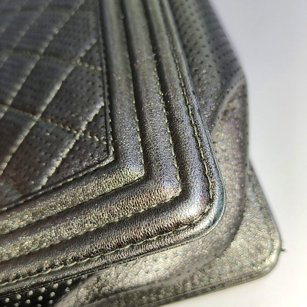 Authenticated pre-owned  Boy Chanel Large Quilted Lambskin Gray - Crossbody Bag at Looply