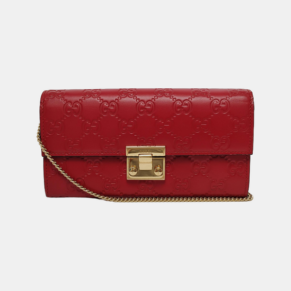 Authenticated pre-owned  Padlock Monogram Calfskin Red - Top Handle Bag at Looply