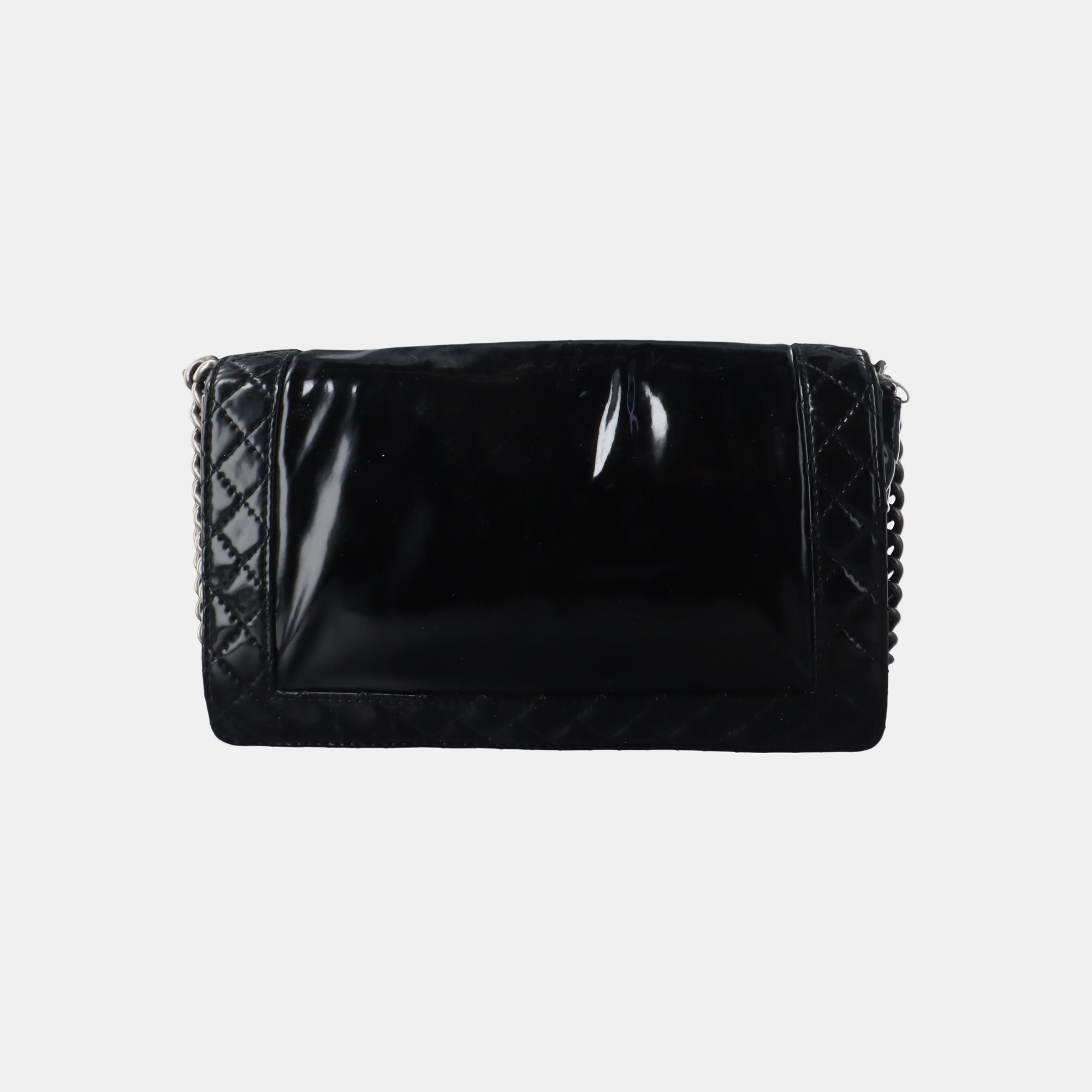 Authenticated pre-owned  Boy Chanel Large Quilted Patent Leather Black - Handbags at Looply