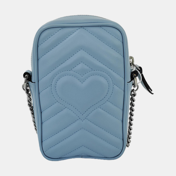 Authenticated pre-owned  GG Marmont Mini Calfskin Blue - Shoulder Bag at Looply