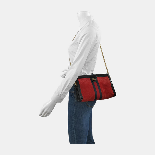 Authenticated pre-owned  Ophidia Small Monogram Suede Red - Shoulder Bag at Looply