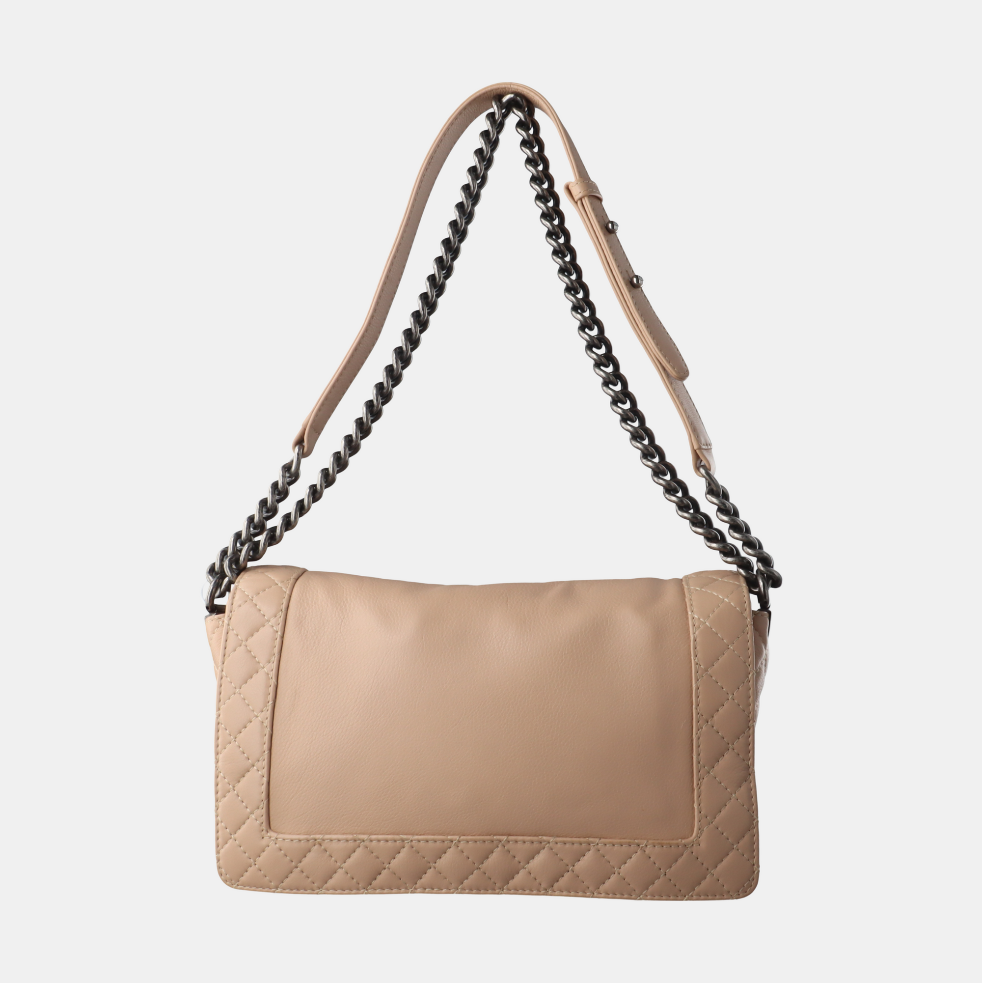 Authenticated pre-owned  Boy Chanel Large Quilted Calfskin Beige - Crossbody Bag at Looply