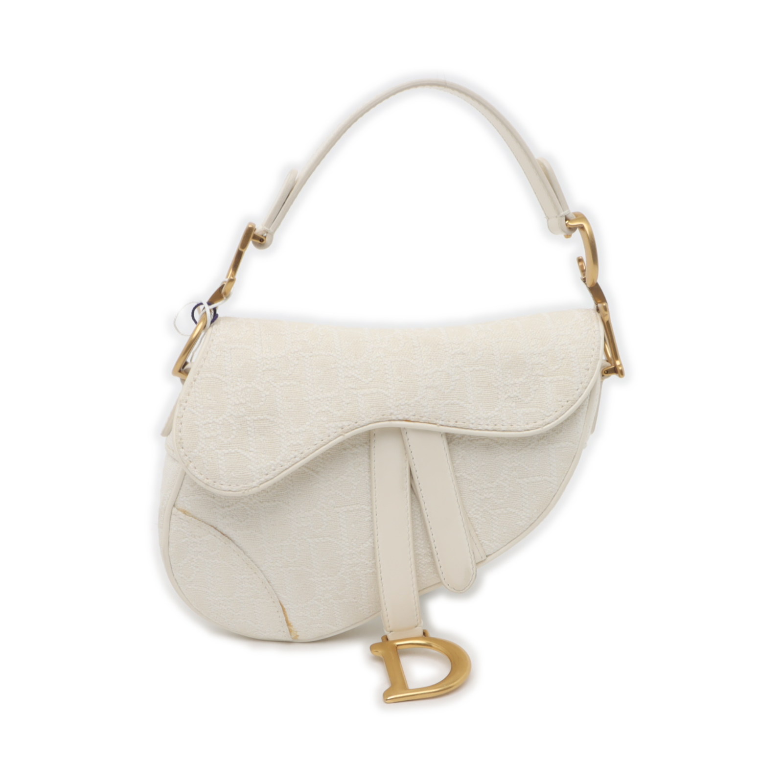 Authenticated pre-owned  Saddle Mini Canvas White - Top Handle Bag at Looply